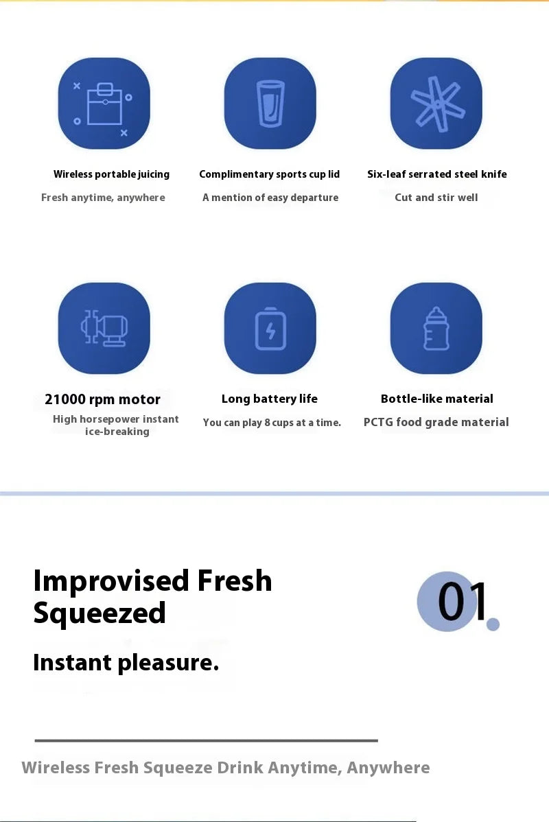 1pcs Portable Electric Juicers Sport Juice Cup Multifunction Fruit Vegetable Food Mixers Milkshake Make Blender Rechargeable